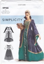 Simplicity 9166 Renaissance Medieval Costume Womens Sizes 6-14 Uncut - £7.97 GBP