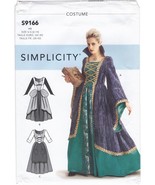 Simplicity 9166 Renaissance Medieval Costume Womens Sizes 6-14 Uncut - $10.00