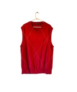 Nautica Men’s XL Red Argyle Cotton Knit Sweater Vest V-Neck Pullover Cla... - €21,39 EUR