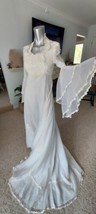 Vintage White Wedding Dress Angel Bell Sleeves - £207.67 GBP