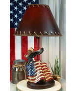 Soaring Bald Eagle With American Flag Memorial Table Lamp Figurine 19&quot; Tall - $69.99