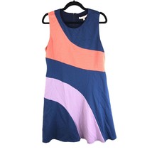 Hutch Womens Mini Dress Fit &amp; Flare Crew Neck Sleeveless Color-Block Blue XL - £26.82 GBP
