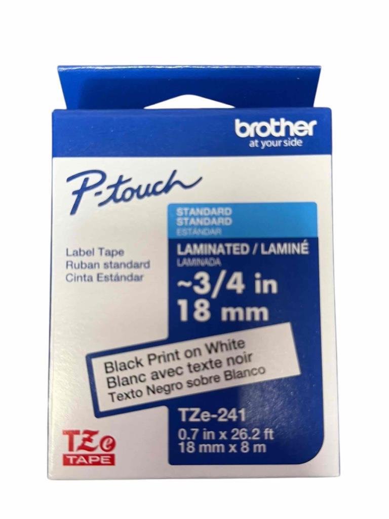 Genuine Brother P-Touch TZe-241 3/4" Black Print on White Laminated Labe... - $18.80 Genuine Brother P-Touch TZe-241 3/4" Black Print on White Laminated Labe... - $18.80