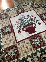 Handmade Floral Design Patchwork &amp; Lace Quilt 76” X 80” - £143.99 GBP