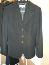 Calvin Klein Black Jacket Size 4 3 Button Front Slit Pockets Polyester - £19.10 GBP