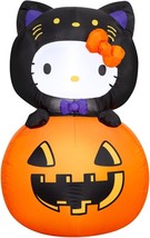 Halloween Hello Kitty Black Cat in Pumpkin Jack-O-Latern Inflatable - $35.63