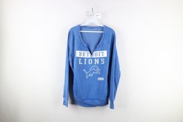 Vintage Womens Large Faded Spell Out Detroit Lions Football V-Neck Sweatshirt - £46.94 GBP