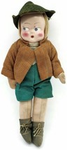 Vintage Composition Face Cloth Doll German Boy w/ Clothes And Green Hat - £19.33 GBP