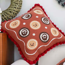 SOGA 2X 45cm Gingerbread Cookie Smiley Pillow Covers with Red Pom-Pom Tr... - $1,345.71 MXN