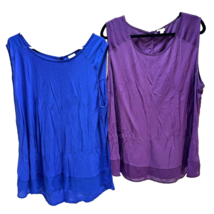 Merona Tank Top Shirts Womens Size 3X 26W 28W Lot of 2 Tops Blue Purple Rayon - £14.38 GBP