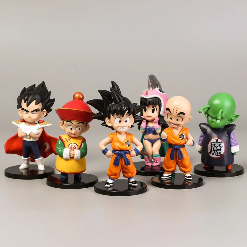 6Pcs/Set 10-11CM Dragon Ball Z Q Version Son Goku Gohan Vegeta Gogeta Krilin - £20.31 GBP