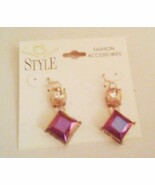 PURPLE SQUARE DANGLE EARRINGS - $6.83 CAD