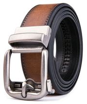HOT Cognac Ratchet Belt Men Leather Dress Belts with Automatic Buckle Size 32-46 - £17.89 GBP