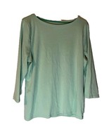 Talbots Petites Normcore Minimalist Mint Green Boat Neck 3/4 Sleeve Tee ... - $13.09