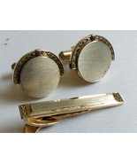 VTG HICKOK TWO TONE GOLD &amp; SILVER COLOR TIE BAR CLASP &amp; CUFF LINKS SET - £19.78 GBP