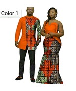 African couple Cotton clothing African ethnic wax printing Skirt and Men's Shirt - $163.84
