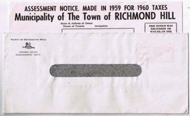 Canada Letter Cover Town Of Richmond Hill Tax Assessment 1959 - £1.69 GBP