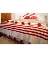 Velvet Red handmade moroccan blanket, Berber blanket, woven blanket, Throw blank - $149.00