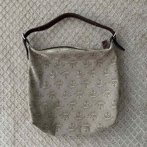 Vintage Dooney &amp; Bourke Signature Crest Hobo Bag Purse Brown Tan - $53.20