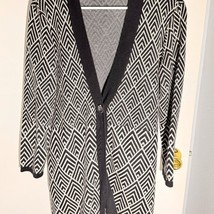 Black Rivet Geometric Knit Open Cardigan - Size M - $24.75