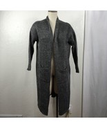 Cecico Cardigan Sweater Womens Small Gray Long Sleeves Front Pockets Kne... - $29.69