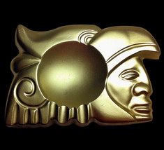 Aztec Maya Inca sculpture ashtray in gold finish - $19.79