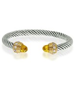 Sterling Silver Antique Style Gold Plated Piping with Citrine CZ Edges B... - $3,377.03 MXN