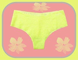 Xxl Electro Neon Yellow Noshow All Lace Victorias Secret Pink Cheekster Panty - £8.81 GBP