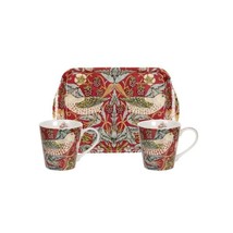 Morris &amp; Co for Pimpernel Strawberry Thief Mug and Tray Set, Red  - $46.00