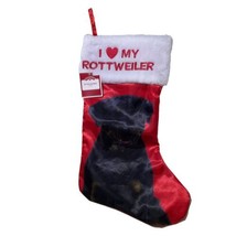 Christmas 18” Red Satin Dog Stocking “I ❤️ My Rottweiler” NWT - £9.21 GBP