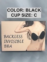 SILICONE STICKY GEL INVISIBLE  BACKLESS WIRE FREE BRA &#39;C&#39; CUP COLOR: BLACK - $3.99