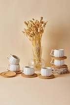 12648 Marghe 12 Piece Turkish Coffee Cup Set with Bamboo Saucer - £30.05 GBP