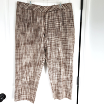 Talbots Brown Plaid Check Crop Trouser Pants Size 18 Womens Linen Blend ... - £12.17 GBP
