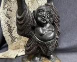 15” Vintage Mid Century Modern Buddha Happy Chalkware Statue - $147.51