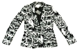 Silence + Noise Black White Graphic Floral Light Weight Blazer Womens X Small - £27.17 GBP