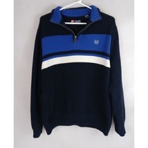 Chaps Men&#39;s Black &amp; Blue 1/4 Zip Pullover Sweater Size XL 100% Cotton - £14.56 GBP