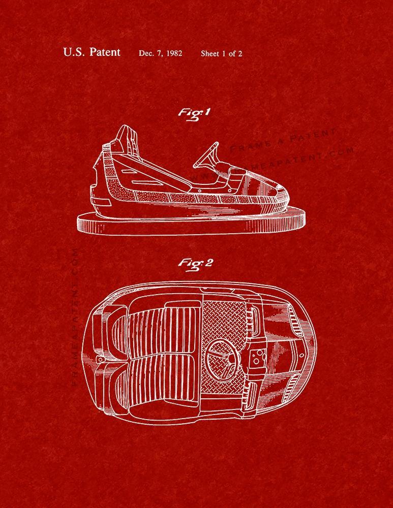 Bumper Car Patent Print - Burgundy Red - $7.95 - $40.95
