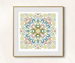 Kaleidoscope Cross Stitch Biscornu pattern pdf - Ornament Embroidery Floral  - £5.87 GBP
