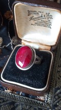 Antique Vintage 1920-s Large Natural Ruby Silver Ring Size UK O ,US 7 - £102.77 GBP