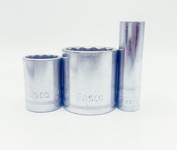 3-Pc EASCO Socket Set,  6pt 3/8dr 1/2&quot; deep + 12pt 1/2dr 1-1/4&quot;, 13/16&quot; shallow - £17.42 GBP