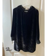 Alice + Olivia Women&#39;s Medium Black Velvet Hooded Sweatshirt Dress - $1,316.98 MXN