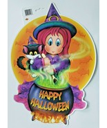 1990&#39;s Beistle Children&#39;s Witch Die Cut Halloween Wall Hanging Decoration - £13.54 GBP