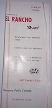 Vintage El Rancho Motel Guide &amp; Map To Niagra Canada Brochure - £1.56 GBP