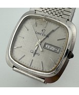 Vintage Lord Elgin Quartz Watch Men Silver Barrel Analog ~For Parts Repair - $47.49