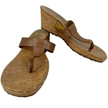 Timberland Wedge Thong Sandals 8 Brown Leather Cork - $564.33 MXN