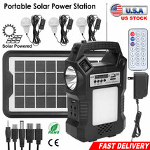 Solar Panel Power Generator Kit Portable Power Station Battery Pack With 3 Bulbs - £58.25 GBP