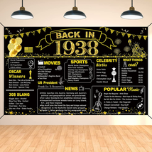 DARUNAXY 86Th Birthday Black Gold Party Decoration, Back in 1938 Banner 86 Year - £13.92 GBP