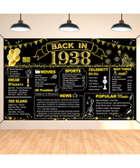 DARUNAXY 86Th Birthday Black Gold Party Decoration, Back in 1938 Banner ... - £14.00 GBP