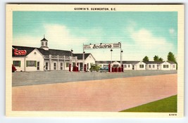 Godwin&#39;s Restaurant ESSO Sign Old Cars Summerton South Carolina Linen Postcard - £15.01 GBP