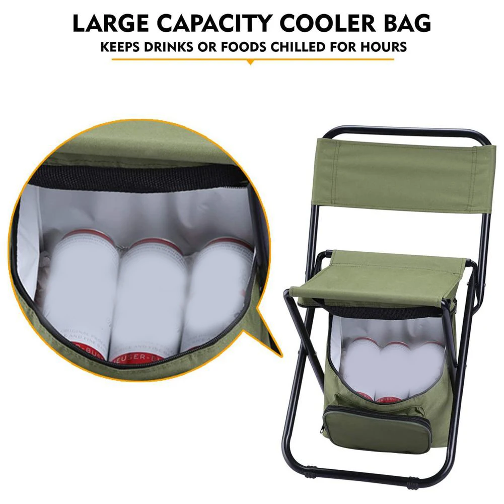 Fishing Chair Portable Folding Ice Bag Chair With Storage Bag Compact Fishing - £29.26 GBP